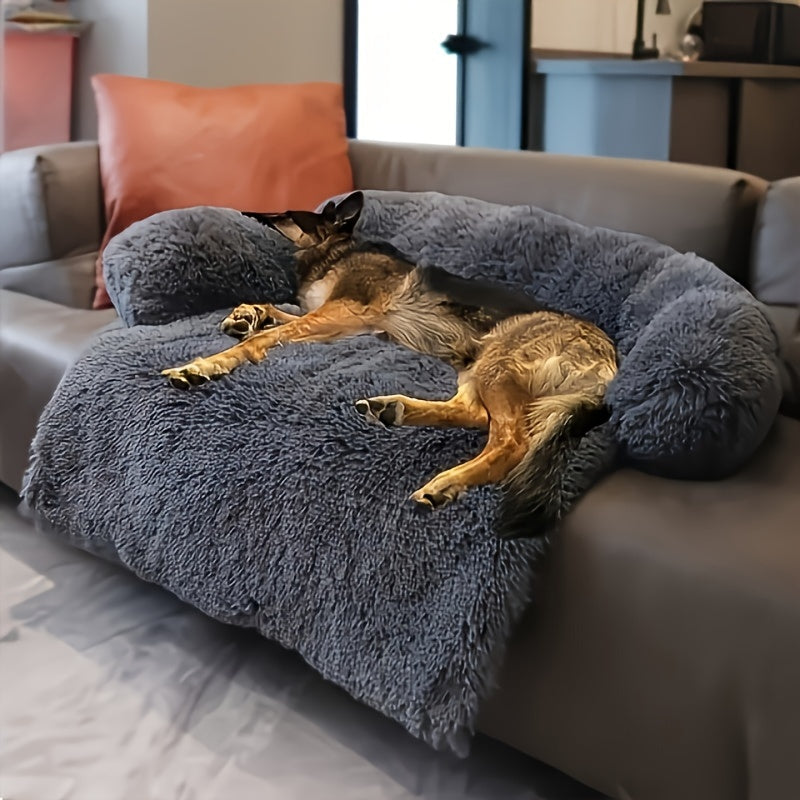 Cozy Plush Dog Bed - Luxurious Comfort Nest Mat, Dual-Use Sofa Protector, Machine-Washable Cover for Large, Medium, and Small Pups