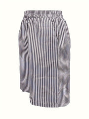 Striped Slant Pocket Shorts, Casual Loose Shorts For Summer, Women's Clothing