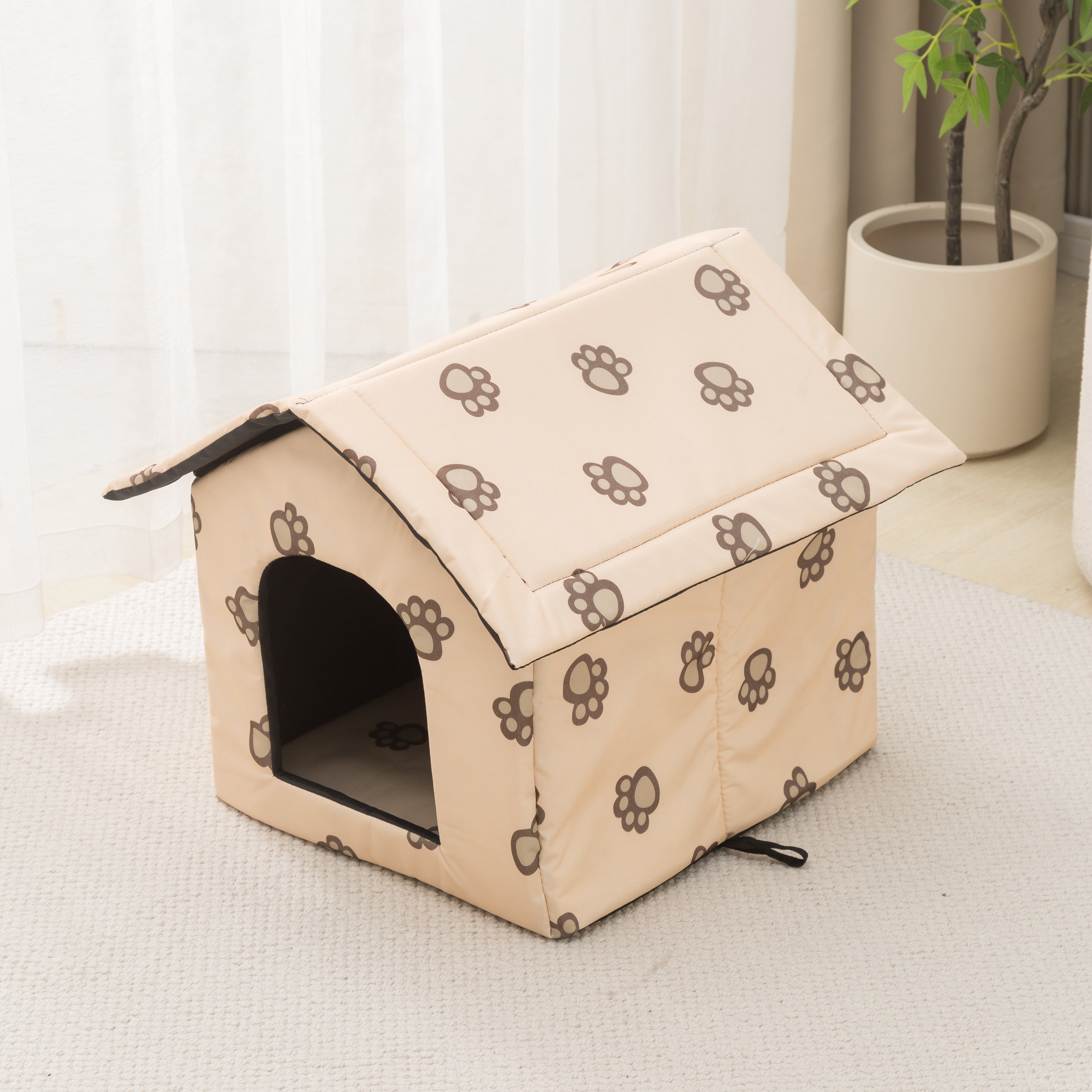 Weatherproof Outdoor Pet House - Cozy Cat Cage & Dog Kennel - Insulated Winter Shelter with Removable Mat & Double Doors - Perfect Villa Cage for Feral Cats and Small Dogs