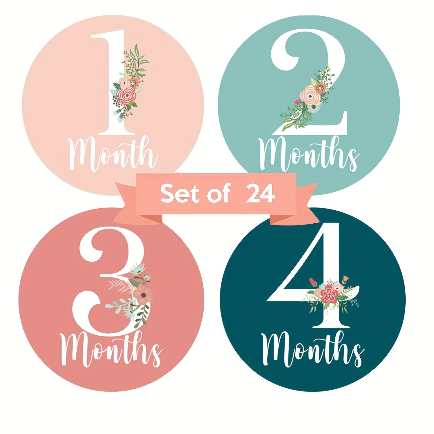 Monthly Stickers, Floral Milestone Stickers, Cute Creative Stickers, Month Stickers, Monthly Milestone Stickers, Pregnancy Growth Stickers