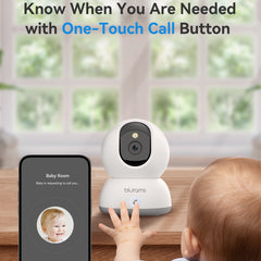 Blurams 2K Indoor Security Camera with One-Touch Call, Home Security Camera for Dog/Baby Monitor/Elder, 2.4GHz Wi-Fi Security Camera, Color Night Vision, Motion Tracking & Detection, Cloud & SD Card Storage