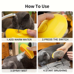 SteamPet Pro - Self-Cleaning Steam Brush for Effortless Pet Hair Removal, Gently Detangles & Massages Cats & Dogs with Soothing Steam Technology