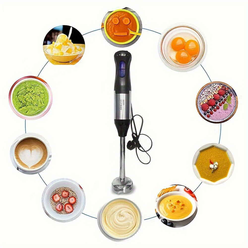 4-in-1 5 Speed Hand Blender 1000W Powerful Motor BPA-Free Accessories Turbo Boost Ergonomic Grip Easy Clean And Store