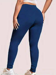 Plus Size Solid Skinny Leggings, Casual Every Day Stretchy Leggings, Women's Plus Size Clothing