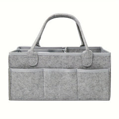 Grey Felt Cloth Mommy Basket Diaper Bag, Storage Felt Mommy Basket Diaper Storage Box