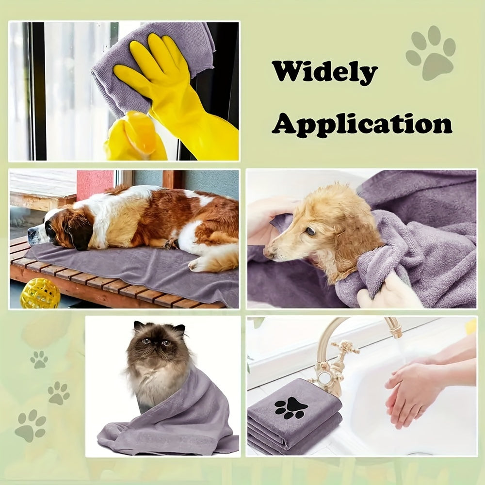 1pc Microfiber Pet Towels For Dogs And Cats, Quick-Dry And Absorbent, Durable And Fast-Drying, Efficient Bathing Time Care, With Paw Print Design