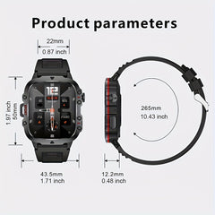 Tactical Outdoor Smartwatch (Answer/Make Calls), 4.98cm Smart Watch For IPhone And Android Phones, Sport Watch With Lock-Screen/100+Sport Modes/Long Battery Life/Weather Forecast/Alarm Clock/ Good Gifts For Sportsmen