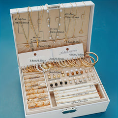 86-Piece Elegant Vintage Jewelry Set - Multi-Layer Necklaces, Stud Earrings, Rings, Four-in-One Assortment For Women, Ideal For Daily Wear, Commuting, Birthday Gift (Box Not Included)