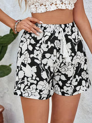 Women's Floral Print Drawstring Shorts - Casual Summer Vacation Style With Elastic Waistband & Pockets