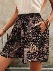 Floral Print High Waist Loose Shorts, Casual Elastic Waist Shorts For Spring & Summer, Women's Clothing