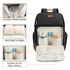 Portable Mommy Backpack With Insulated Pockets, Multifunction Waterproof Travel Bag For Mom And Dad