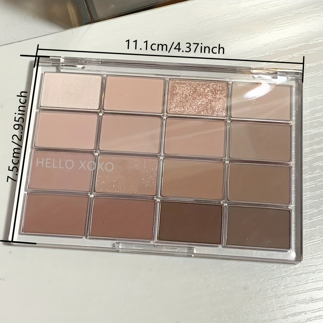 16-Color Eyeshadow Palette, Daily Neutral Browns, Light Saturation For Natural Nude Brown Look, Shimmer & Matte Finishes, Beginner-Friendly Eye Makeup