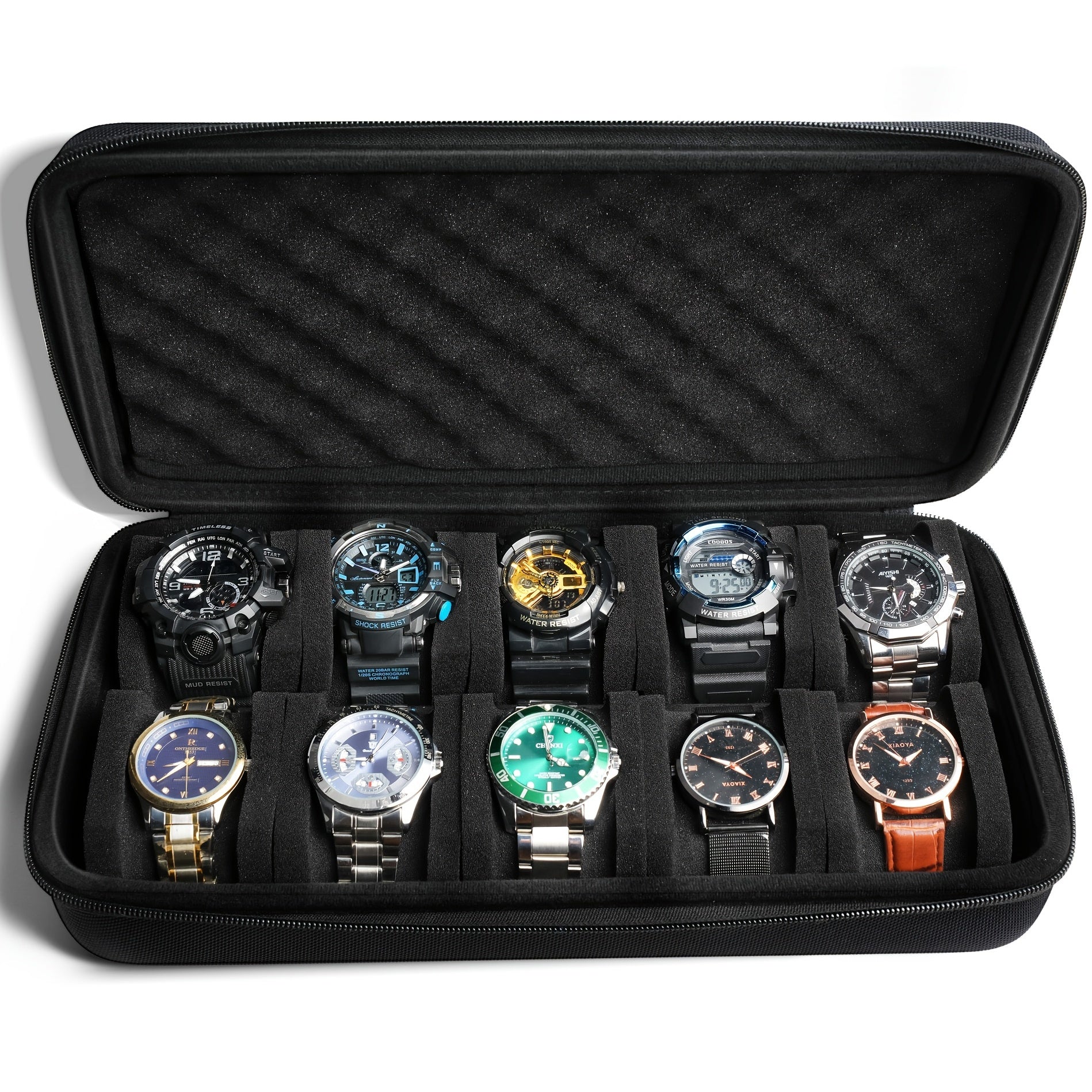 10 Slot Premium Watch Storage Case - Travel-Ready Luxury Display Organizer with Durable Hard Shell & Secure Zipper - Perfect Gift for Watch Enthusiasts