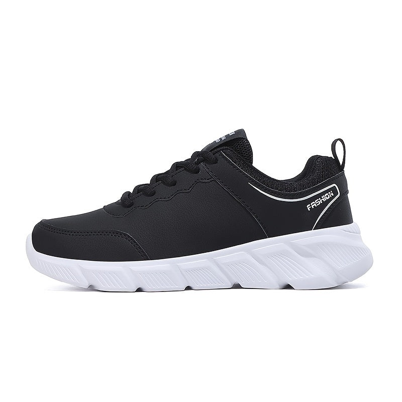 Womens Waterproof Leather Sneakers - Durable Lace-Up Running Shoes with Stylish Low Top - Premium PU Leather for All-Weather Comfort and Fashion