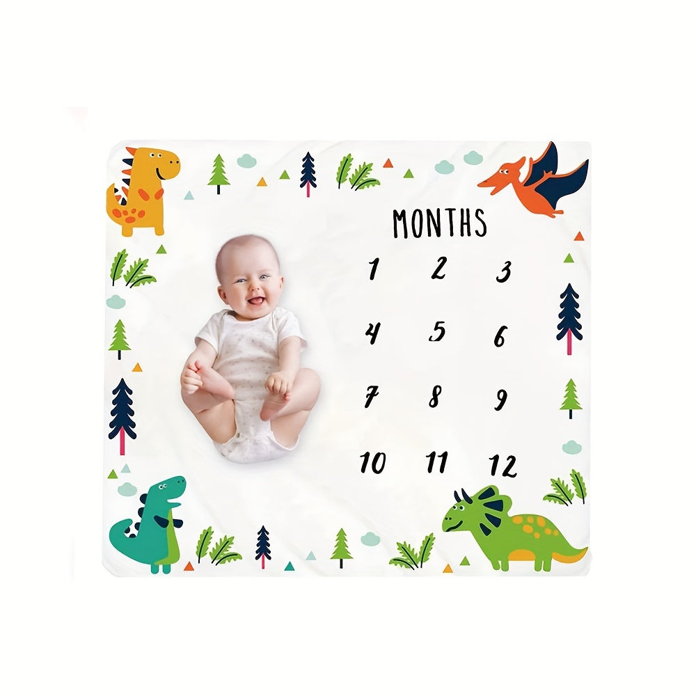 Newborn Baby Monthly Growth Milestone Photography Props,, Commemorative DIY Dinosaur Print Background Cloth, Infant Boy Girl Photo Accessories