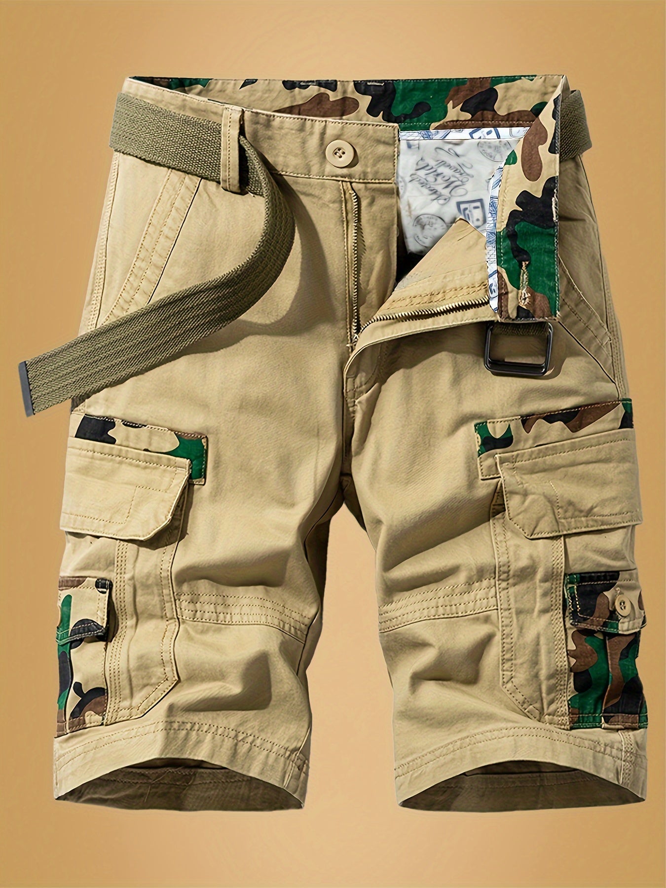 Multi-Pocket Breathable Cotton Cargo Shorts - Comfort-Fit Color Block, Ideal for Outdoor Adventures, Fishing & Hiking