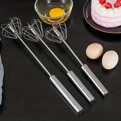 1pc, Semi Automatic Egg Whisk, Stainless Steel Hand Push Whisk, Egg Beater, Egg Blender, Stainless Steel Egg Whisk For Blending, Whisking, Beating, Stirring, Kitchen Gadgets, Kitchen Accessories, Home Kitchen Items