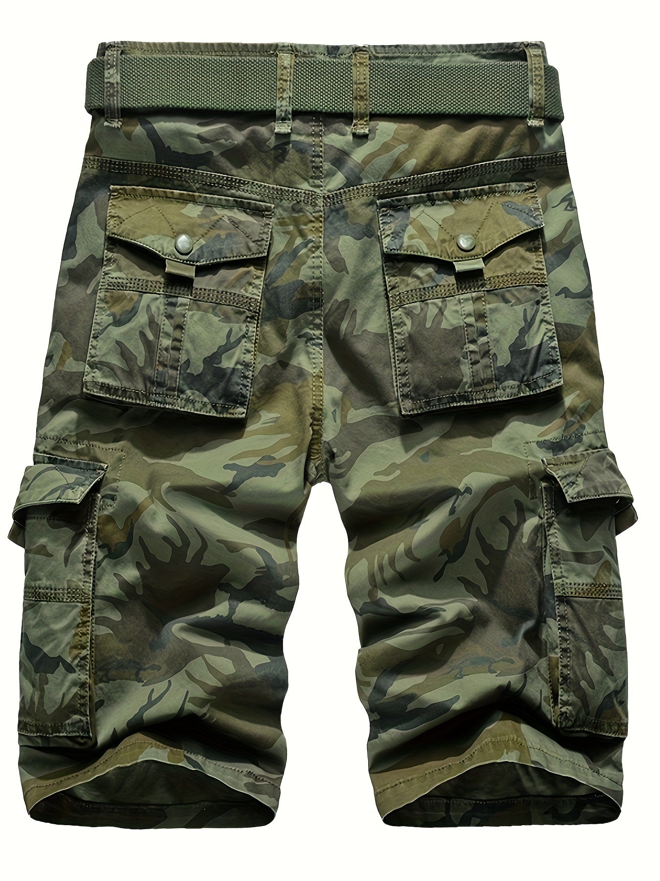 Men's Loose Camouflage Graphic Print Shorts With Multi Pockets, Casual Cotton Shorts For Summer