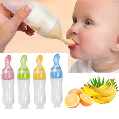 90ml Silicone Food Feeder Bottle with Spoon and Suction - Easy Mealtime Solution for Babies - Perfect for Halloween, Thanksgiving, Christmas, and Easter Gift Giving