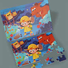 Wooden 30-Piece Large Cartoon Puzzle: Early Education for Kids, Enhances Hand-Eye Coordination, Suitable for Ages 3-8