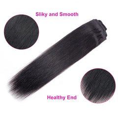 Real Natural Straight Clip in Hair Extensions 120g 8pcs 100% Human Hair Seamless Unprocessed Full Head Brazilian Virgin Hair