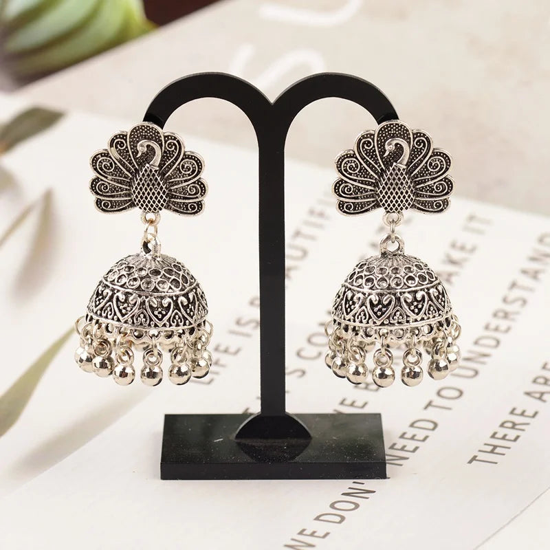 Antique Boho India Ethnic Jhumka Dangle Drop Earrings For Women Bird Shape Tassel Female Earrings Hanging Jewelry Accessories