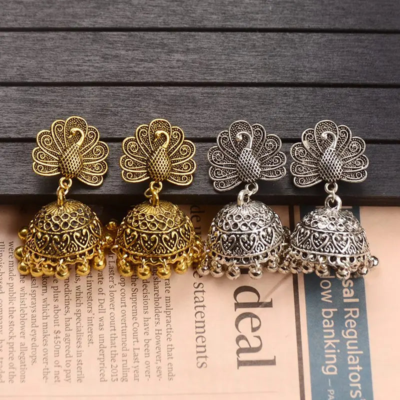 Antique Boho India Ethnic Jhumka Dangle Drop Earrings For Women Bird Shape Tassel Female Earrings Hanging Jewelry Accessories