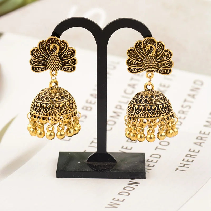 Antique Boho India Ethnic Jhumka Dangle Drop Earrings For Women Bird Shape Tassel Female Earrings Hanging Jewelry Accessories