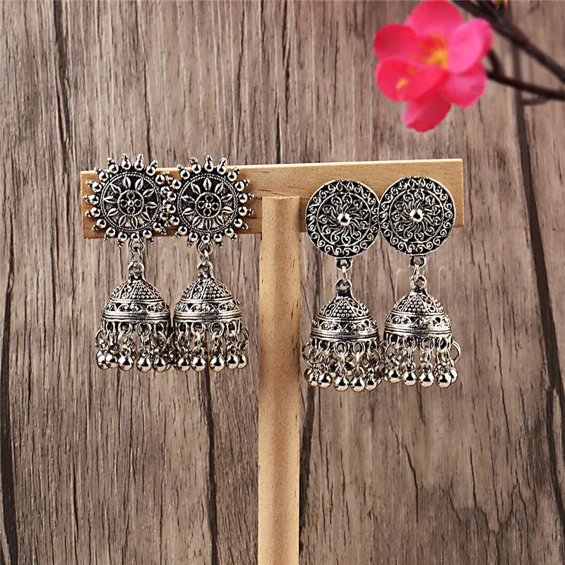 India Retro Birdcage Earrings Handmade Antique Silver Color Tribal Jewelry BOHO Hippie Wind Pakistani Muslim Thailand Nepal