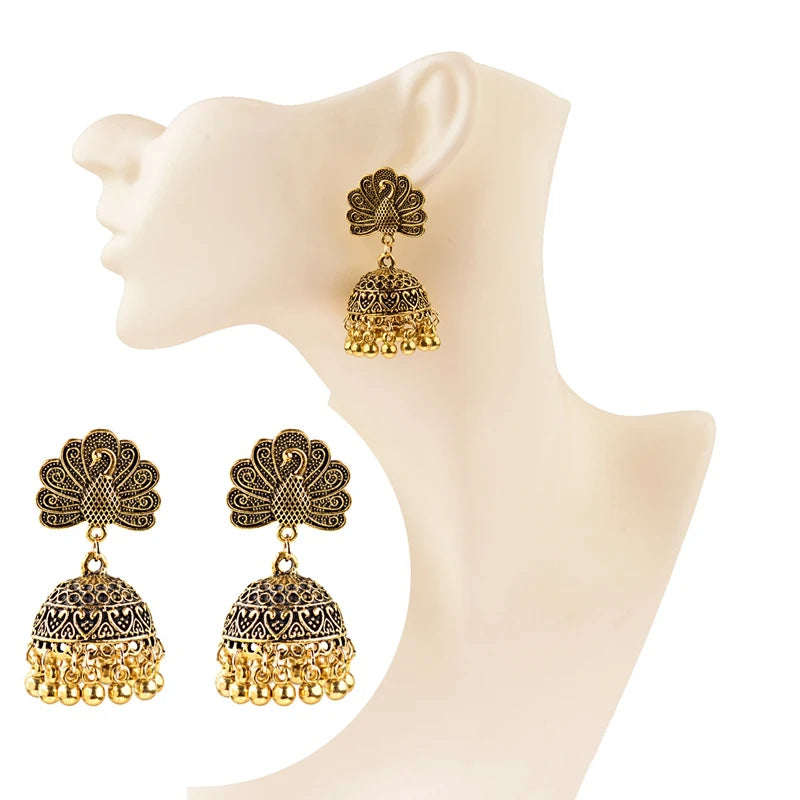 Antique Boho India Ethnic Jhumka Dangle Drop Earrings For Women Bird Shape Tassel Female Earrings Hanging Jewelry Accessories