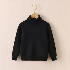 Autumn Winter New Sweater Boys Fleece Knit Pullover Kids Warm Casual Turtleneck Baby Knit Tops Children's Cold Bottom Shirt