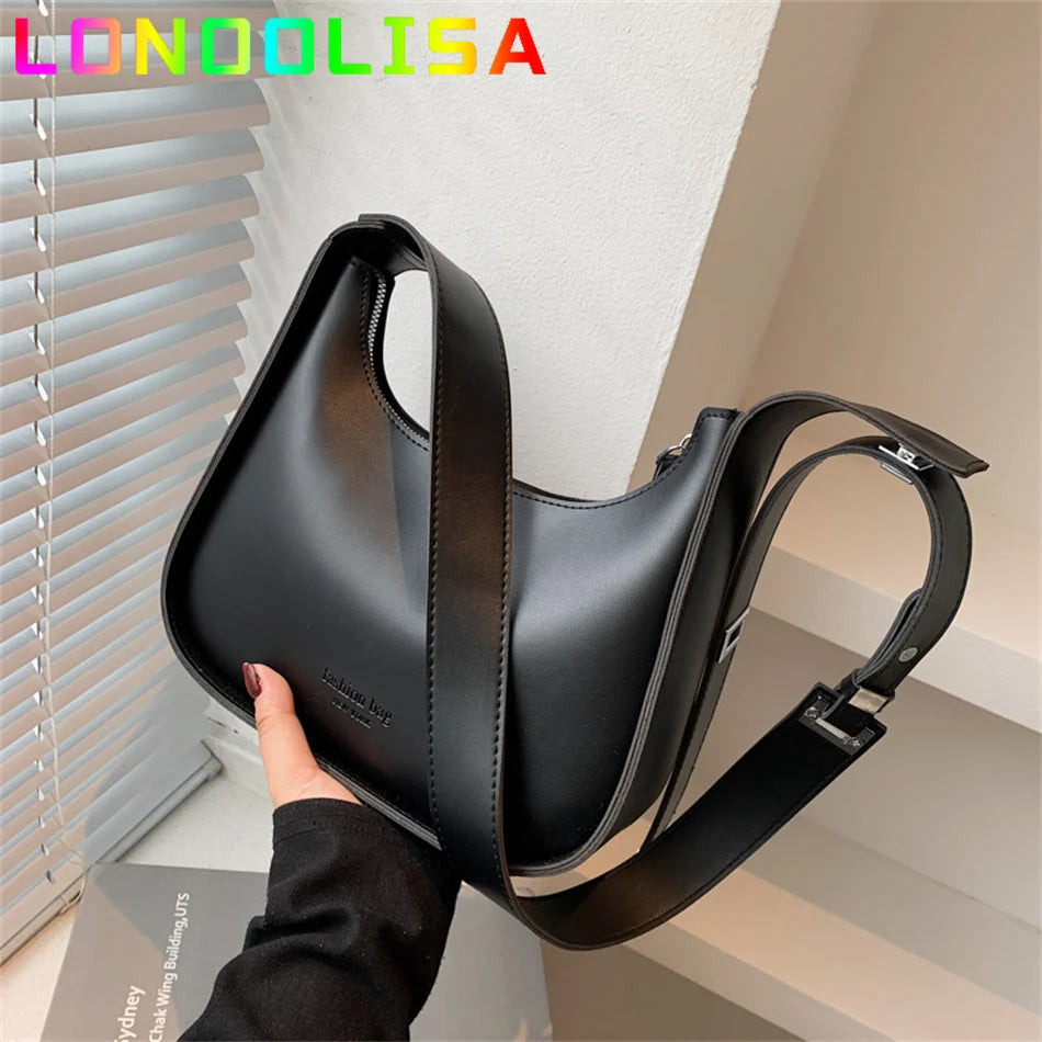 Small Designer Women's Black Bag Simple Retro Crossbody Bags Luxury Pu Leather Female Handbags Pure Color Bucket Shoulder Sac