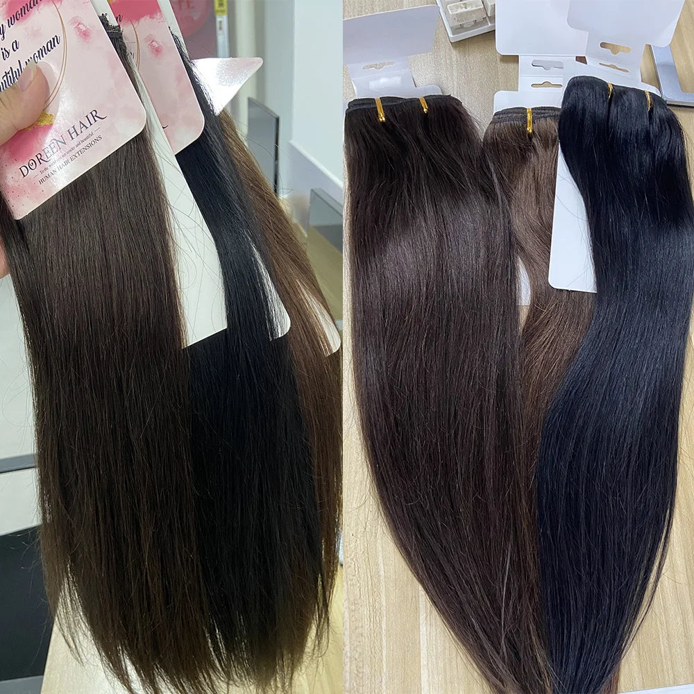 Doreen Full Head Brazilian Machine Remy Clip in Hair Extensions Human Hair 100% Real Natural Hairpiece Clips On 120G 14 To 22