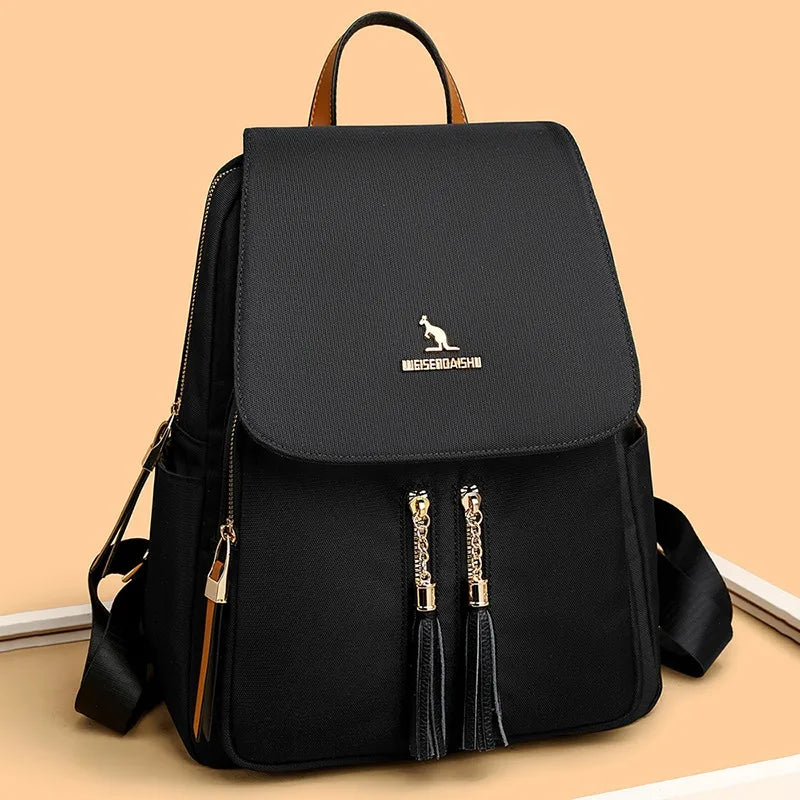 Solid Chains Tassel Zipper Hasp High Capacity Oxford Backpacks 2024 Fashion Hot Sale Ladies Bag Mochila Mujer Bolsos De Señora