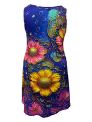 Plus Size Flower Print Tank Dress, Casual Sleeveless Slim Dress ForSpring & Summer, women's Plus Size Clothing