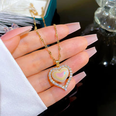 OIMG 316L Stainless Steel 2022 Korean Fashion Mermaid Color Imitation Pearl Pendant Necklace Women Choker Aesthetic Kpop Jewelry