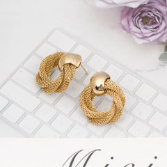 Vintage Metallic Twisted weaving Round Circle Dangle Earrings 2024 New Fashion Wedding Party Drop Earrings for Woman Jewelry