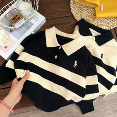 IYEAL Autumn Winter Children's Boy's Clothing 2024 Fashion Child Sweater for Boys Girls Casual Striped Sweaters Warm Outerwear