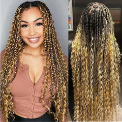 Ombre Human Braiding Hair 1 Bundle 50g 22 Inch P4/27 Deep Wave Honey Blonde Braiding Hair Highlight 100% Human Hair