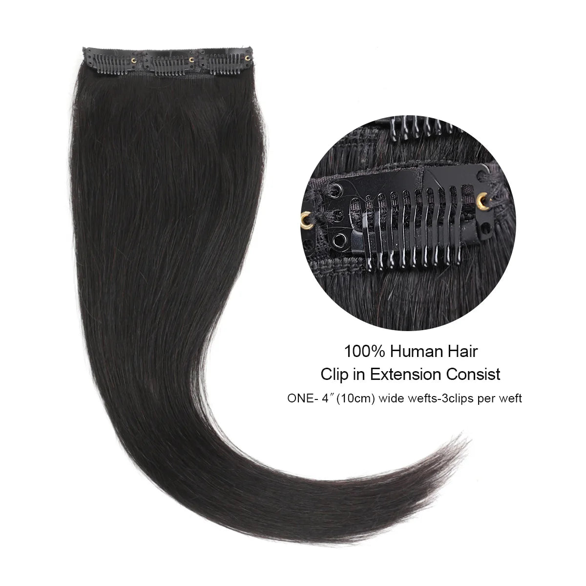 BHF 3 pieces Clip In Human Hair Extensions Straight Machine Made Remy 100% Chinese Hair 30g  90g