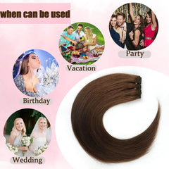 Chocolate Brown Extensions Clip in Natural Hair #4 Hair Extensions Real Human HairExtensions Straight Real Hair Extensions