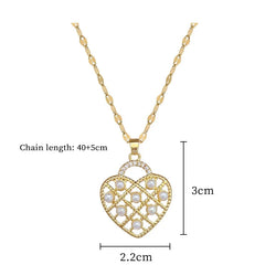 OIMG 316L Stainless Steel Gold Plated Trendy Exquisite Imitation Pearl Pendant Necklaces For Women Girls Mother Zirconia Jewelry