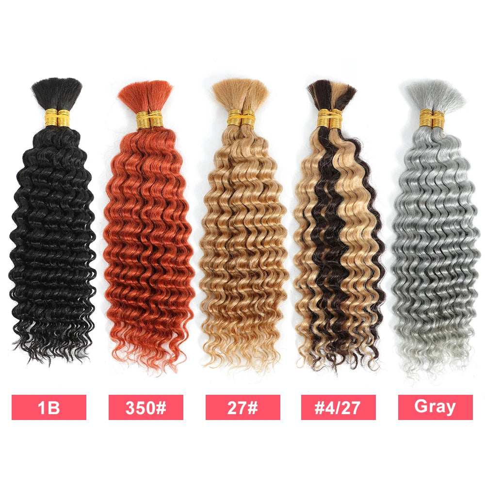 Human Braiding Hair 100g Deep Wave Human Hair Bulk for Braiding No Weft Curly Human Hair Extensions for Boho Braids