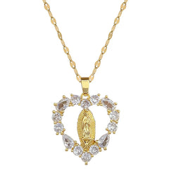 OIMG 316L Stainless Steel Luxury Love Virgin Micro Set Zircon Pendant Necklace for Women Girl Elegant Aesthetic Clavicle Chain