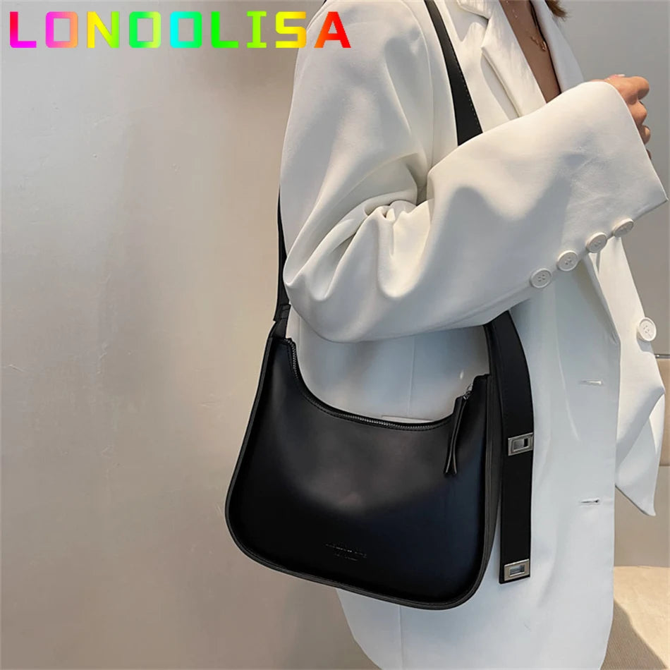 Small Designer Women's Black Bag Simple Retro Crossbody Bags Luxury Pu Leather Female Handbags Pure Color Bucket Shoulder Sac