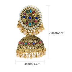 Indian Vintage Bollywood Gypsy Gold Plated Boho Bell Ear Rings Traditional Jhumka Jhumki Earrings for Women and Girls