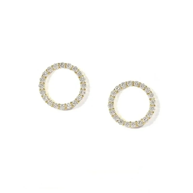 Delicate Small Circle Stud Earrings for Women Korean Fashion Gold Color Earring Crystal Minimalist Earrings Jewelry Accessories