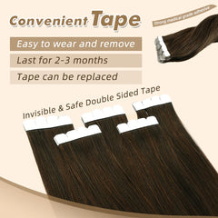 Neitsi Human Hair Tape Extensions Natural Long Straight Adhesive Skin Weft Hair 12"-28" Black Brown Color Tape In For Women