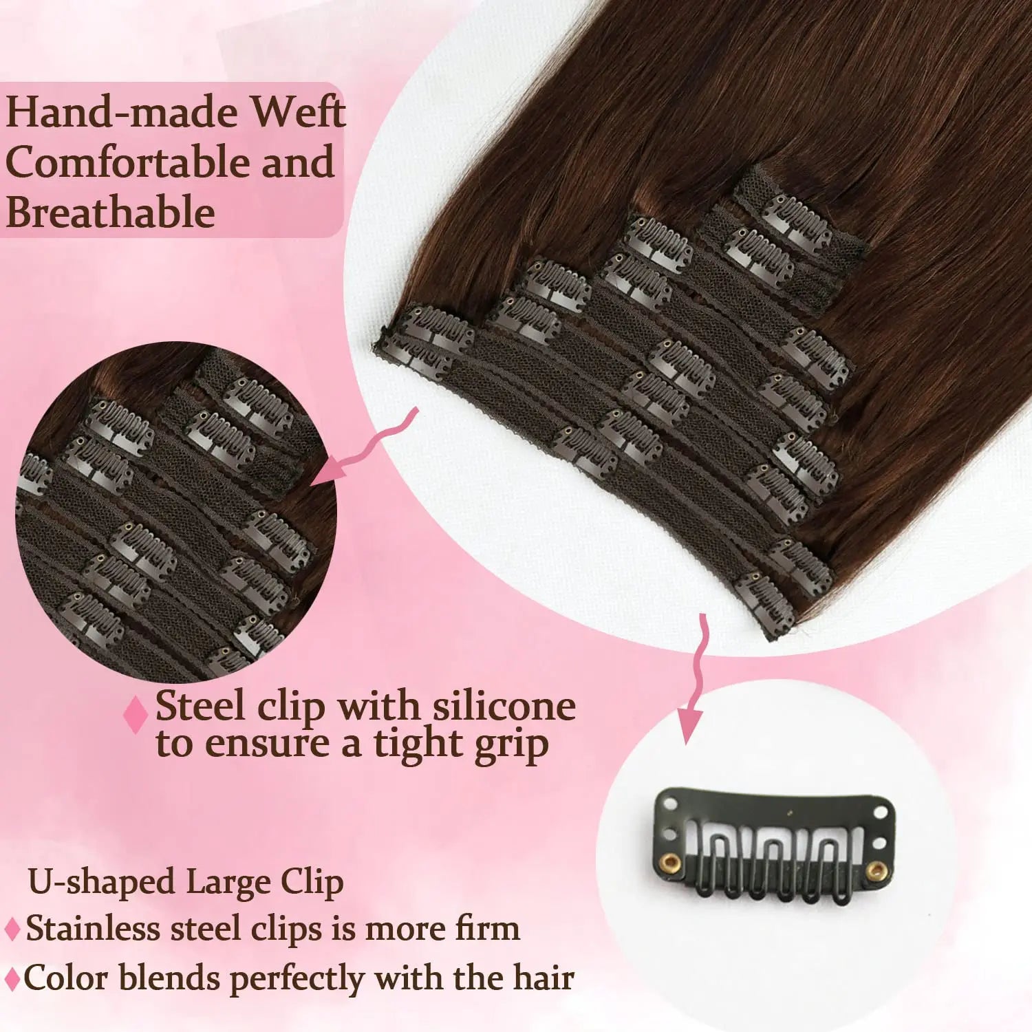 Chocolate Brown Extensions Clip in Natural Hair #4 Hair Extensions Real Human HairExtensions Straight Real Hair Extensions