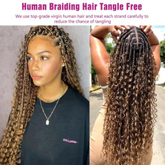 Ombre Human Braiding Hair 1 Bundle 50g 22 Inch P4/27 Deep Wave Honey Blonde Braiding Hair Highlight 100% Human Hair